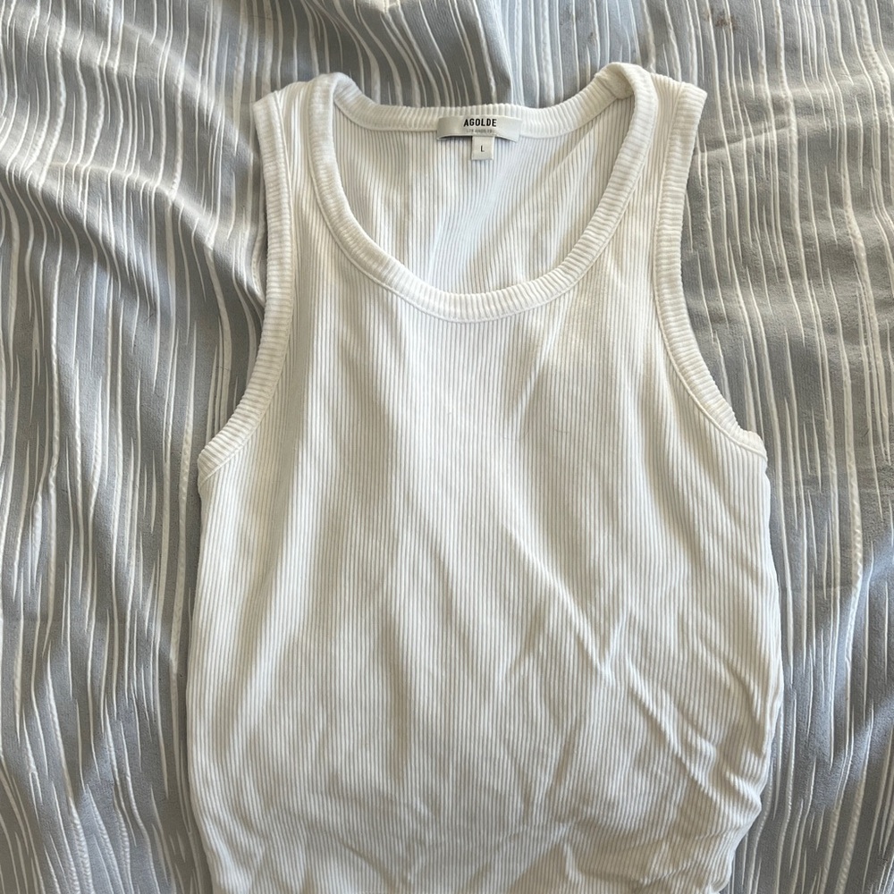 AGolde white Ribbed Tank Top